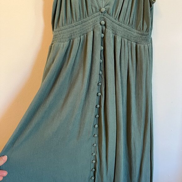 Lovestitch Teal Button Front Accent Maternity Maxi Dress - Picture 2 of 6